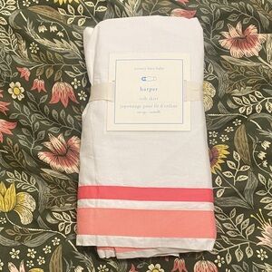 Pottery Barn Harper Baby White and Pink Crib Skirt